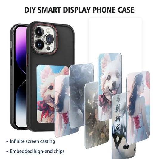 DIY Display Phone Case For Iphone 15/14/13 Smart Refresh E Ink Screen Phone Protective Case Back Cover Reframe Pattern Display